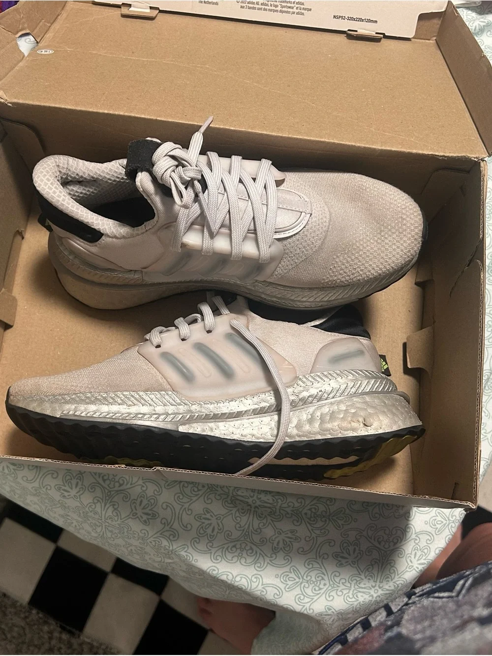 adidas Kids Light Gray White Athletic Sneakers